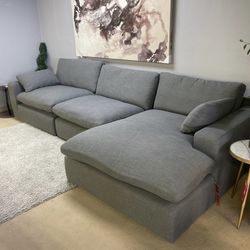 Elyza Smoke 3pc Sectional Sofa w/ RAF Corner Chaise  