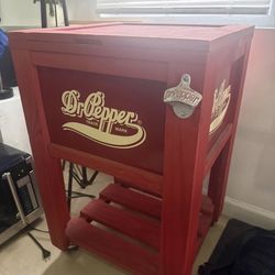 Dr Pepper Rolling Wooden Cooler – Patio / Bar Cart 🥤