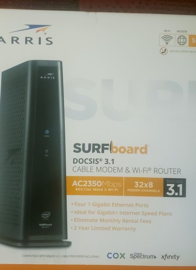 ARRIS SURFboard Cable Modem &wifi Router Docsis 3.1