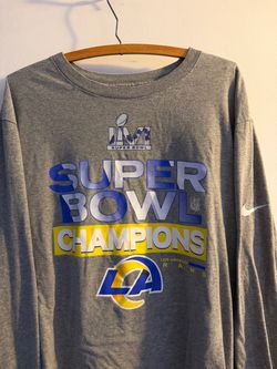 LVI Super Bowl Champions LA RAMS Nike Long Sleeve Gray Men’s Shirt.