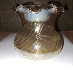 Vintage Art Deco Amber Glass Light Lamp Shade 1 1/2" Fittler Wave Design. 