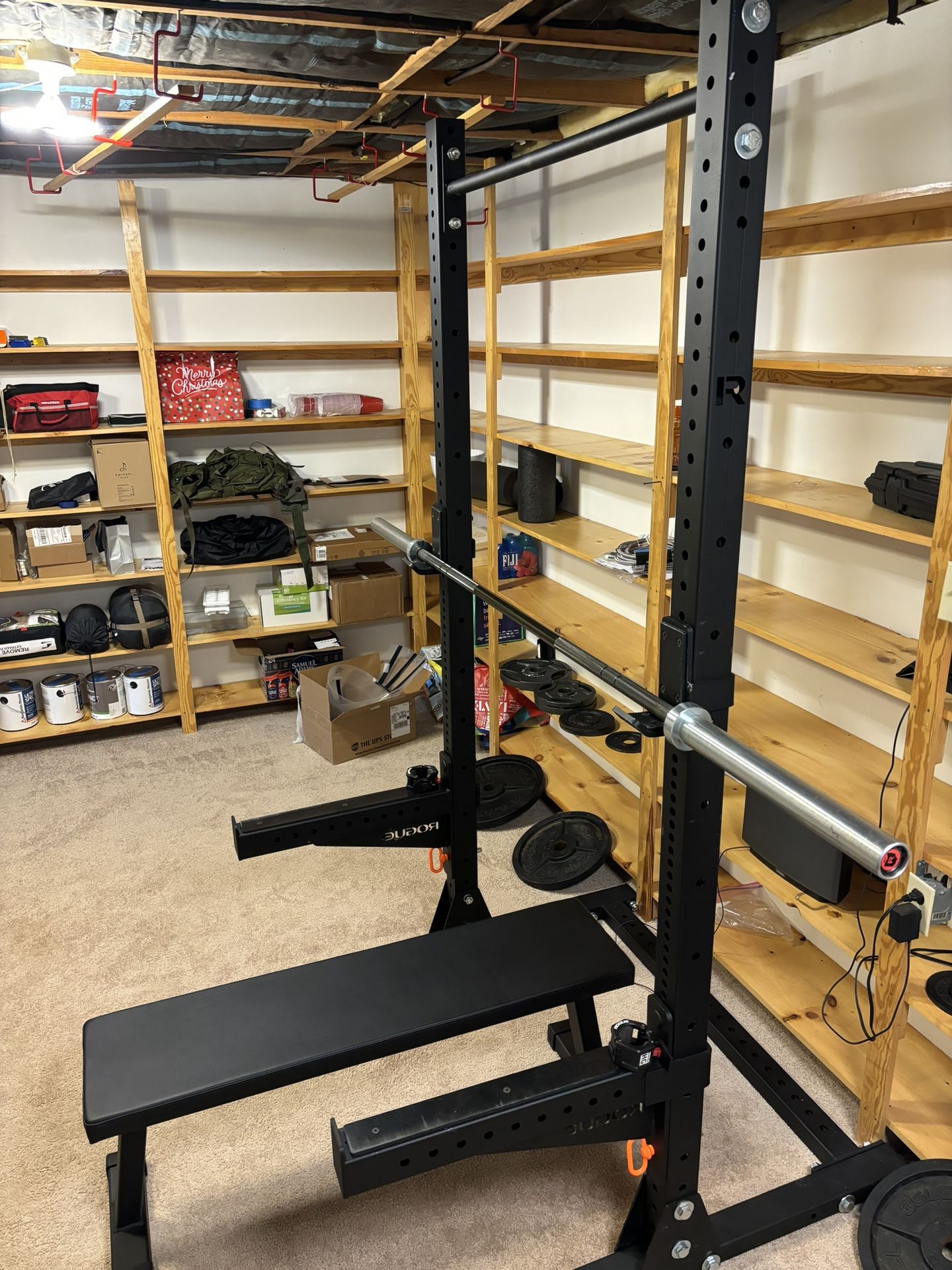 Squat Rack and Workout Bench with Weights