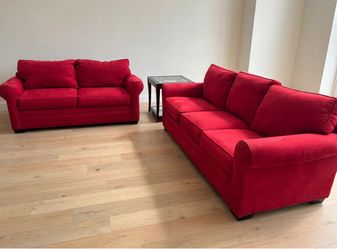 Red Microfiber bed Sofa and Loveseat Set