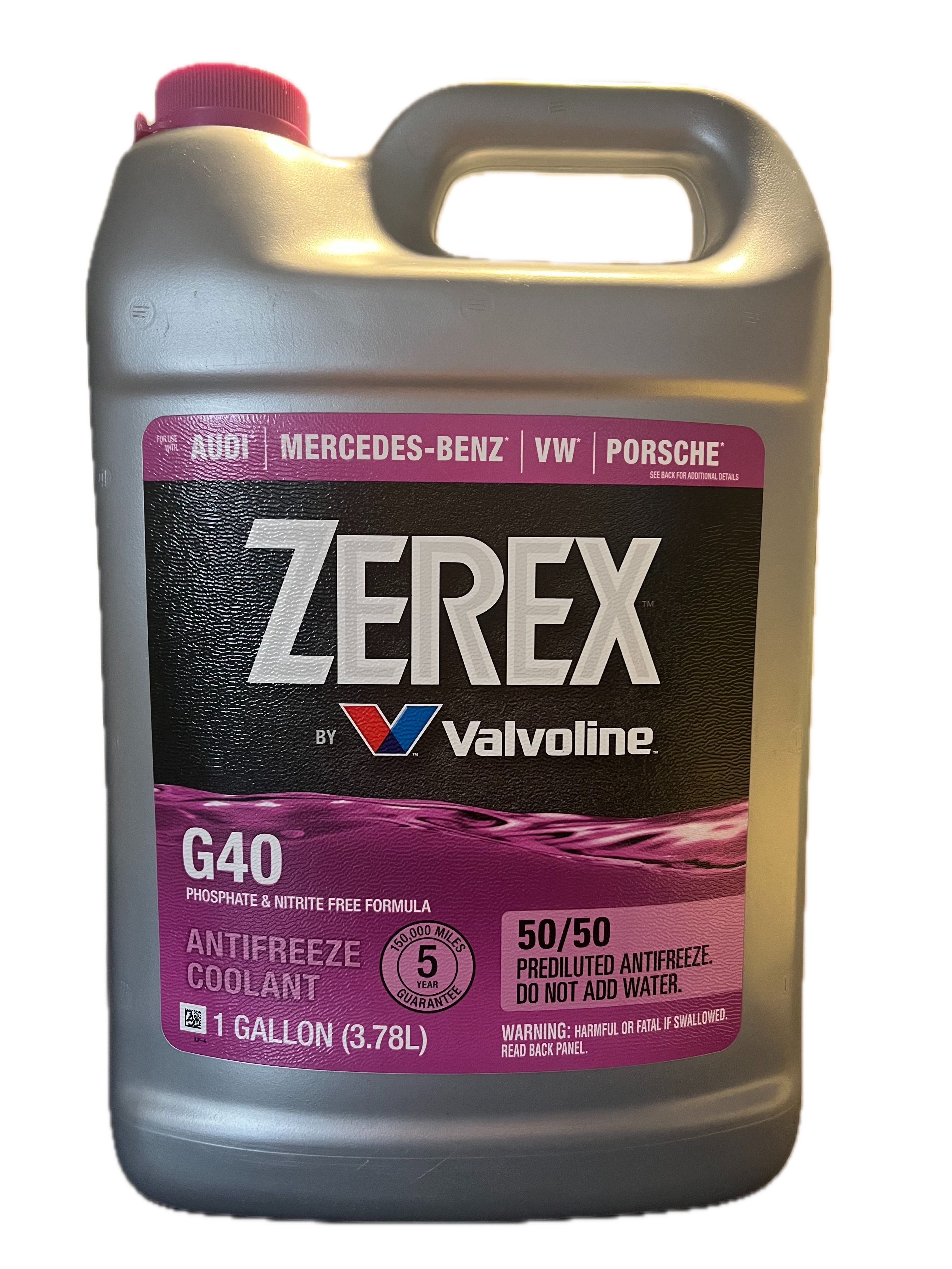 Zerex G40 Antifreeze/Coolant by Valvoline – Ready-to-Use 50/50 Si-OAT Formula, Premium Long-Life Coolant for BMW, Mercedes, VW, Porsche