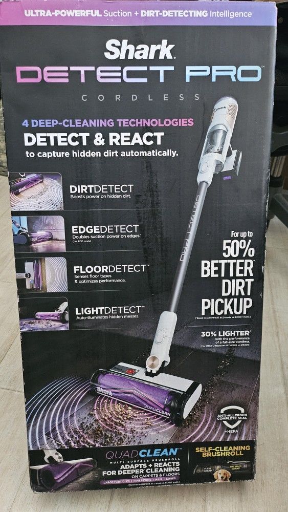 Shark Detect Pro Cordless Stick Vacuum with QuadClean Multi-Surface Brushroll - IW1111