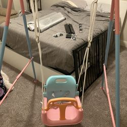 3 in 1 Torevisor Pink and Blue Toddler Swing Set