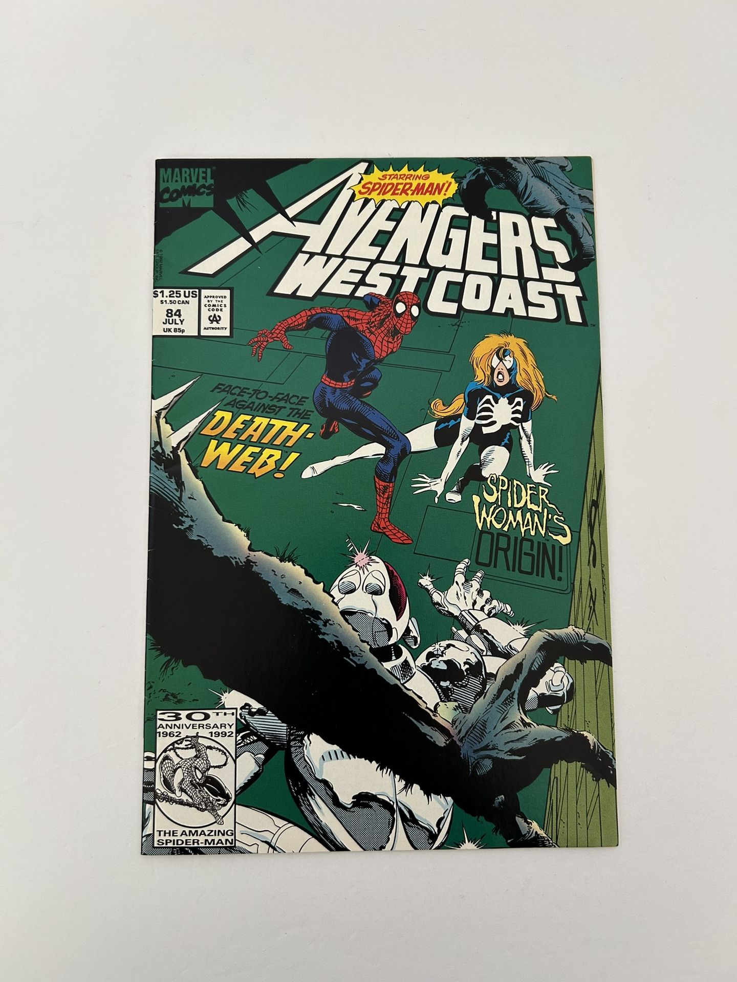 Marvel Avengers West Coast: Face-To-Face Against The Death Web! | Spider-Woman’s Origin! Issue #84 (July 1985)
