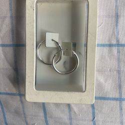 Sterling Silver Earrings Hoops Medium/L Size 