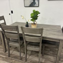 Gray Kitchen Table With 4 Chairs And Bench 