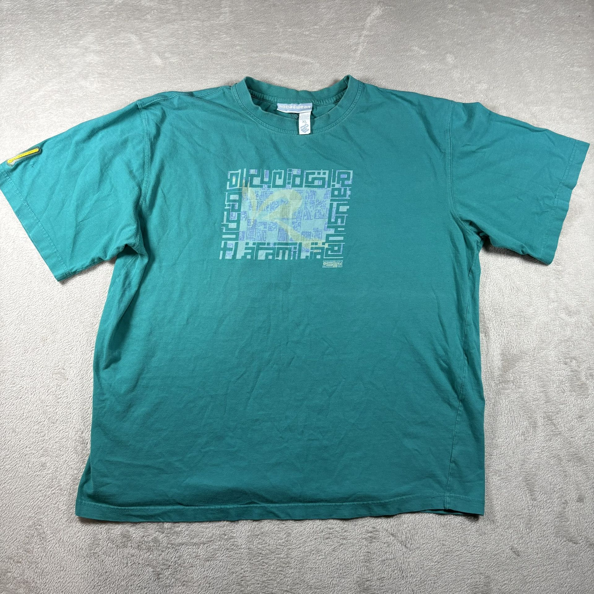 Rocawear Big Logo T Shirt Men's Blue Size XL streetwear Y2K Hiphop #616