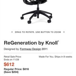 Knoll Regeneration Chair! Brand New! We Also Have Standing Desks, Monitor Arms, Monitors, And More!
