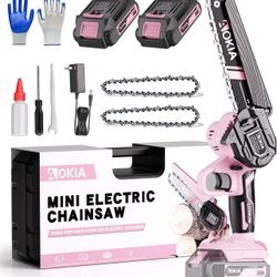 Cordless Mini Chainsaw 21V,6In Electric Chainsaw,Handheld & Portable Power Chain Saw for Tree Trimmi