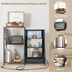 Record player stand with outlets