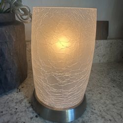3 Light Setting, Touch Activated Table Light (glass And Metal) 