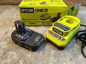 RYOBI ONE+ 18V Lithium-lon 2.0 Ah Compact Battery and Charger Starter Kit