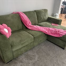 All New Corduroy Sectional Sleeper  With USB Charging Port 