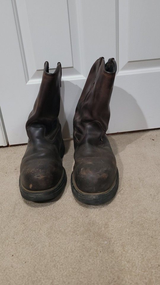 red wing steel toe leather boots work construction heavy size 14