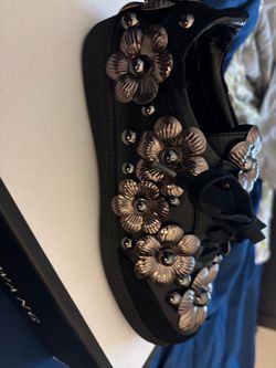 Black Sneaker with Metal Flower Studs size 7