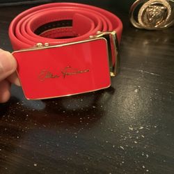 Red leather men’s belt