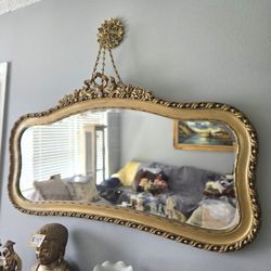 Gorgeous  1950 Vintage Gold Beveled  Mirror