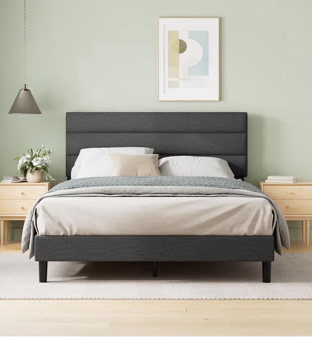 Full Sized Upholstered Platform bed frame 