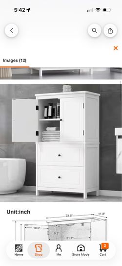 2 available, White 43.3 in. H Accent Cabinet, Bathroom Storage Cabinet with 2 Doors and Drawers, Adjustable Shelf $95 EACH