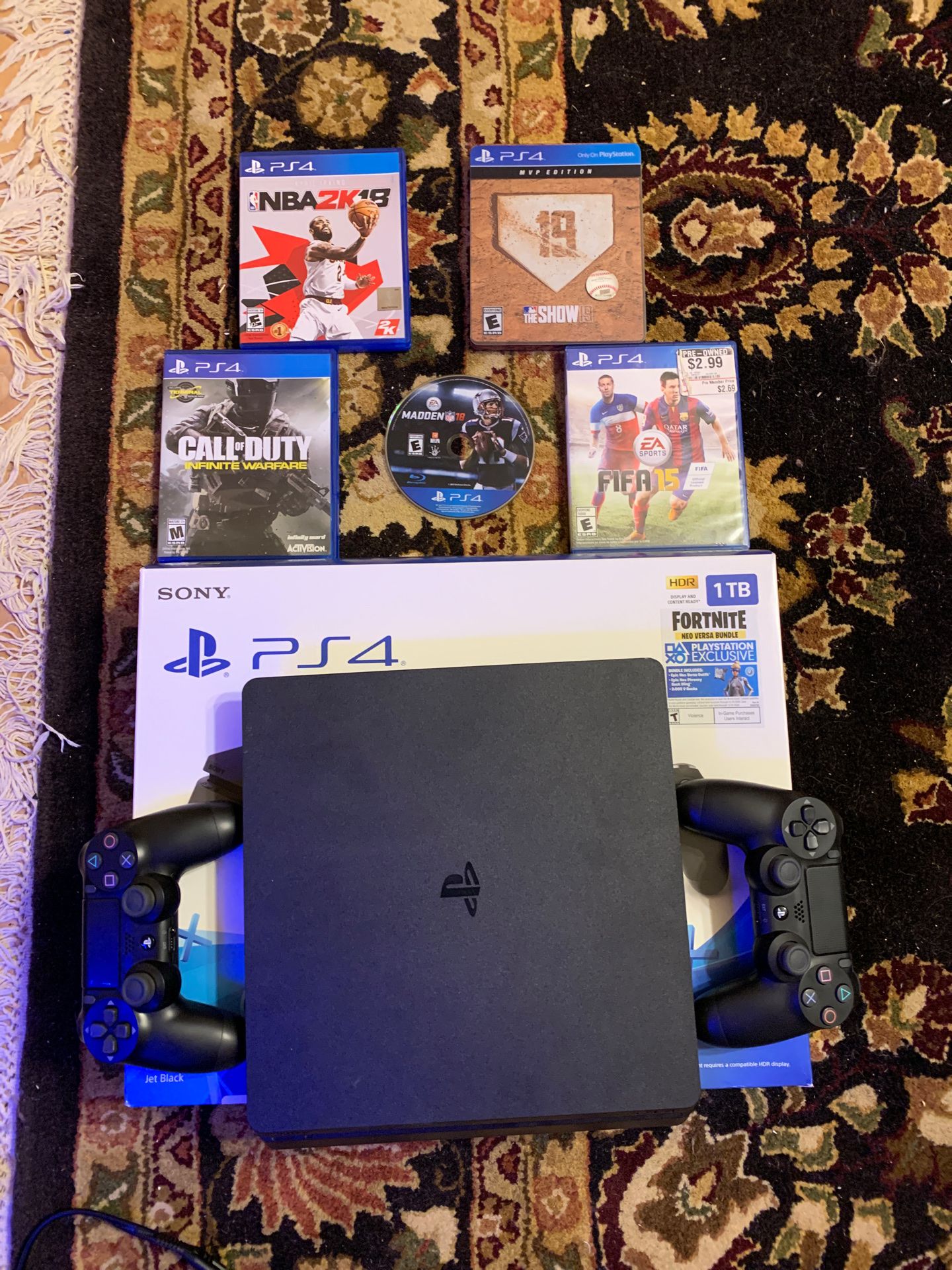 PS4 slim 1TB with games and 2 controllers