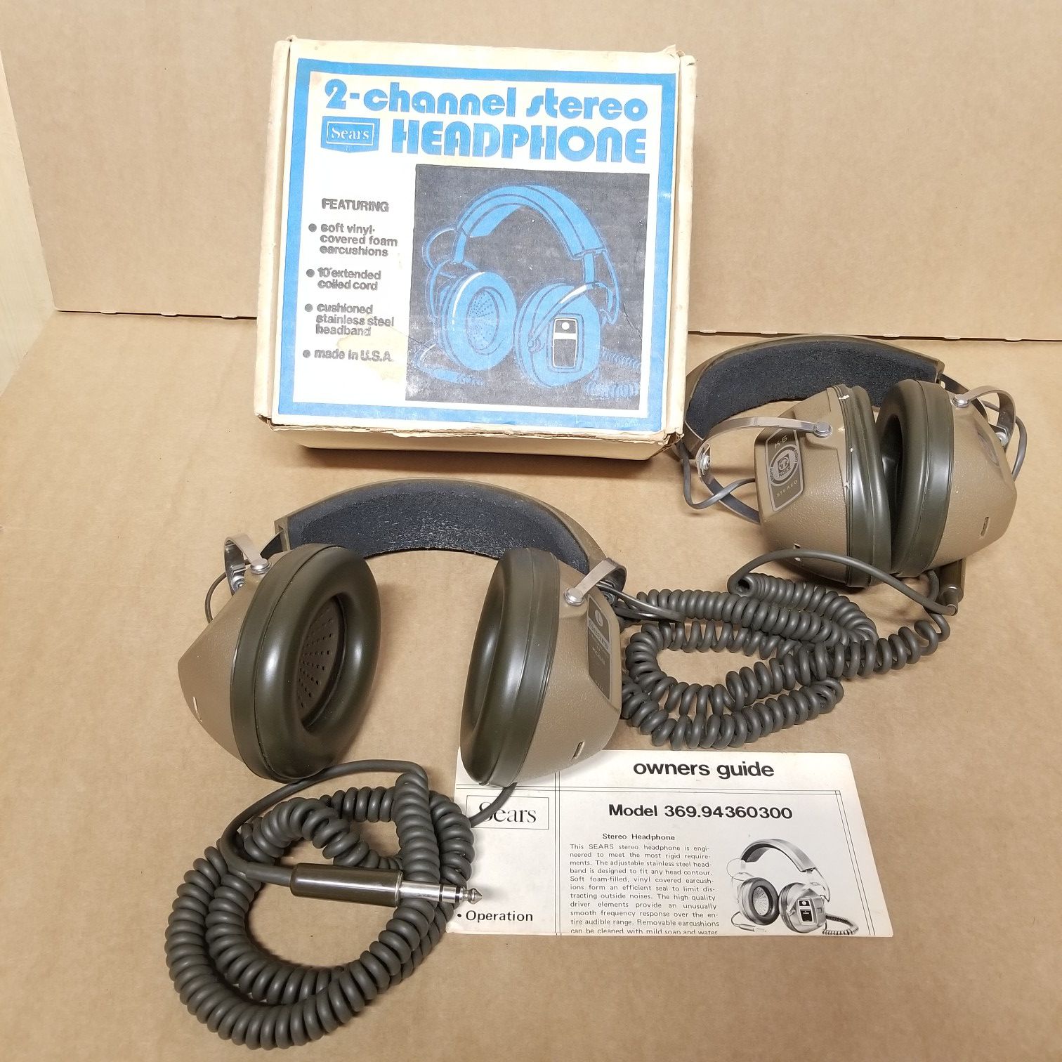 Vintage Koss Wired 2-Channel Stereo Over-The-Ear Headphones - K-6 and Sears Stereophones 9436