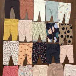 Baby Girl Clothes Size 3 Mos Pants Bundle (24pcs)