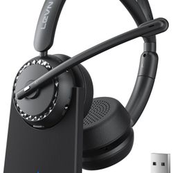 Wireless Headset, Wireless Headset with Mic for Work, AI Noise Cancelling, 65 Hrs Working Time, Bluetooth Headphones with Microphone from Home/Compute