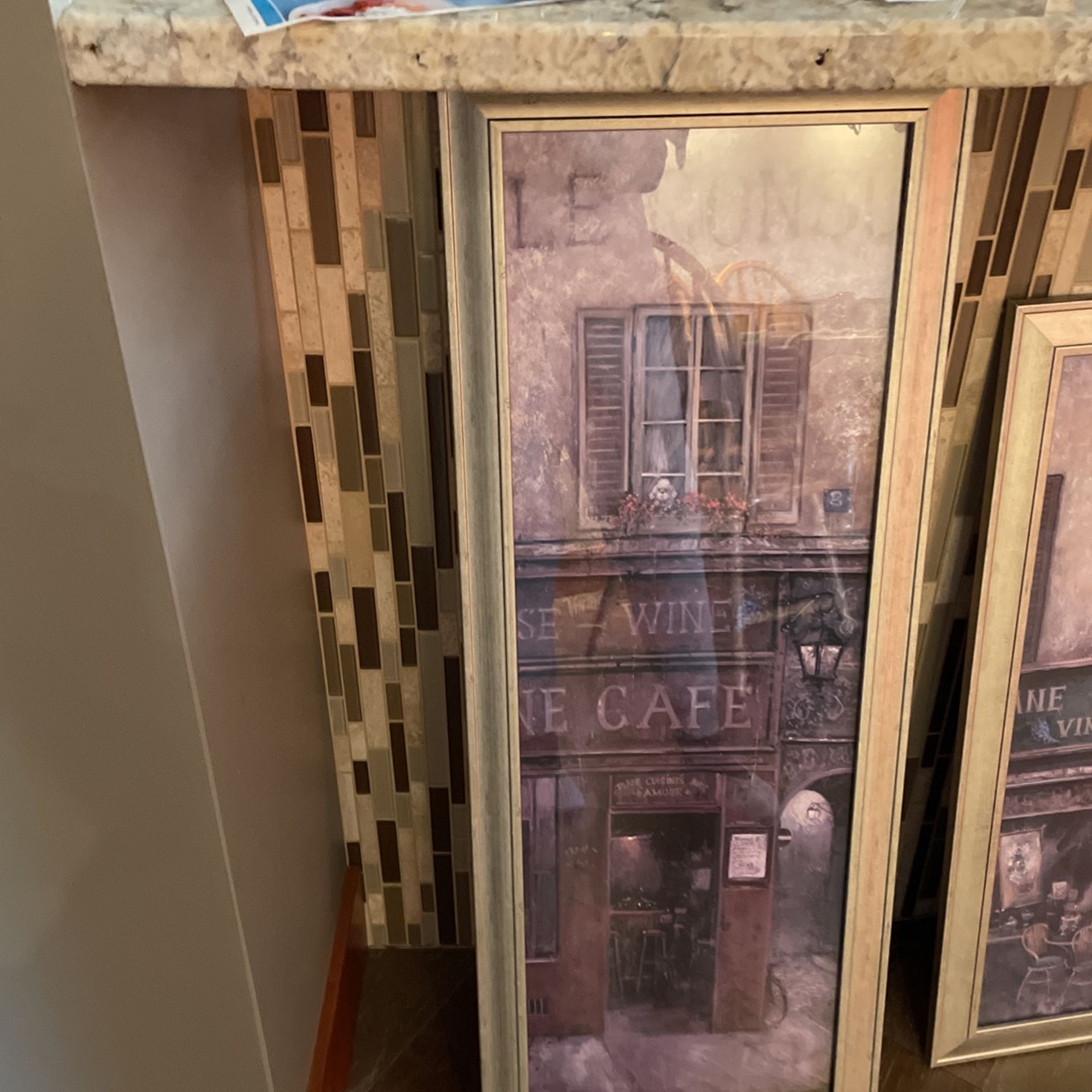 Wine And Restaurant Pictures. Hand Framed At hobby Lobby . Excellent Shape.