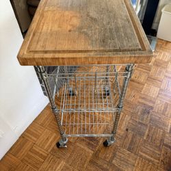 Rolling Kitchen Cart with Butcher Block Top