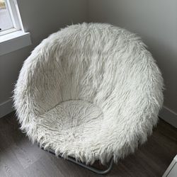 Ivory Faux-Fur Hang-a-Round Chair from Pottery Barn Teen