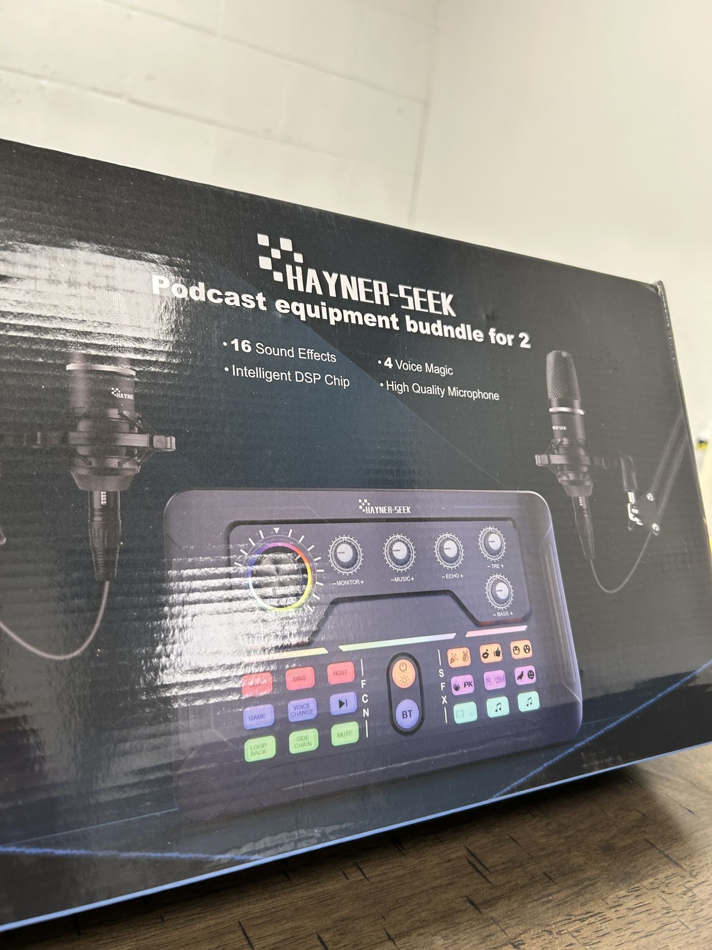 Podcast Equipment Bundle for 2, DJ Mixer with 3.5mm Diaphragm Condenser Microphone for Live Streaming, Podcast Recording,Gaming, Youtube, TikTok, PC,