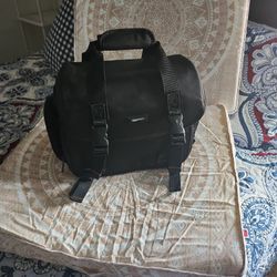 Amazon Basics Large DSLR Gadget Bag, Black with Orange Interior, Solid Camera Photography Case