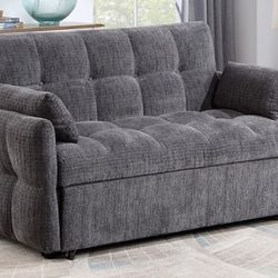 Brand New Gray Futon Sofa Converts Into Bed 