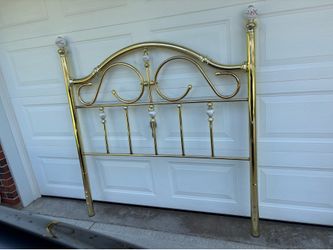 Brass and porcelain full size bed frame