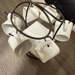 Set Of 6 Espresso Glasses & Plates