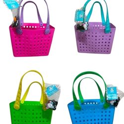 Viral croc inspired bright colored easter baskets with charms