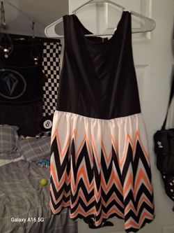 Rewind Black Chevron A‑Line Dress – Size L
