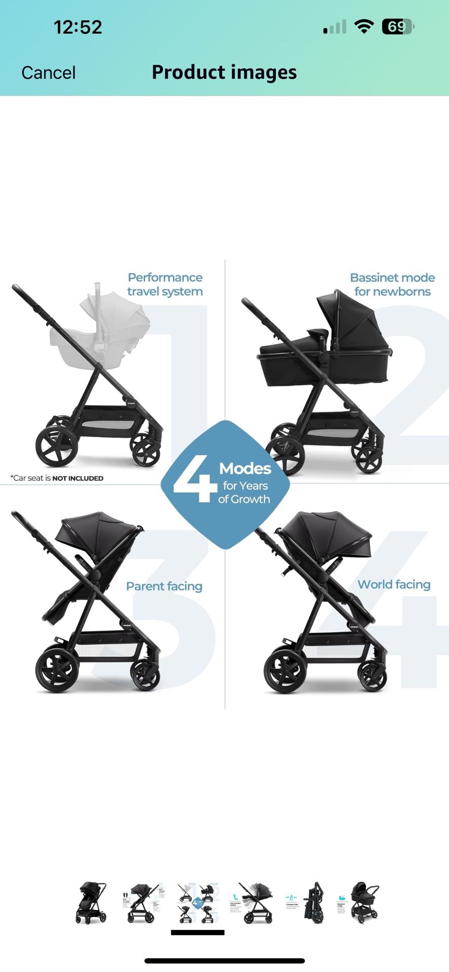 Mompush Meteor 2 Baby Stroller 2 in 1 with Bassinet Mode Baby & Kids