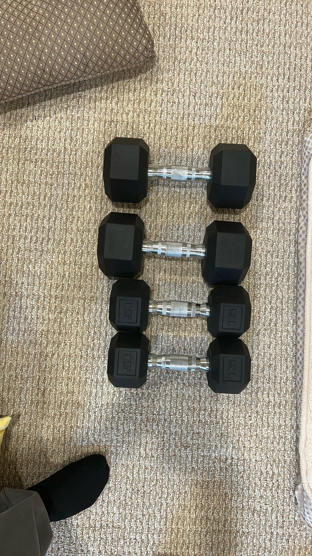 Dumbbells, 15 Lbs and 25lbs Pairs