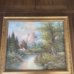 L. Harding Landscape Oil Canvas Painting 