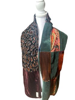 Artsy Metropolitan Museum of Art Velvet Patchwork Multicolor Rayon Silk Scarf