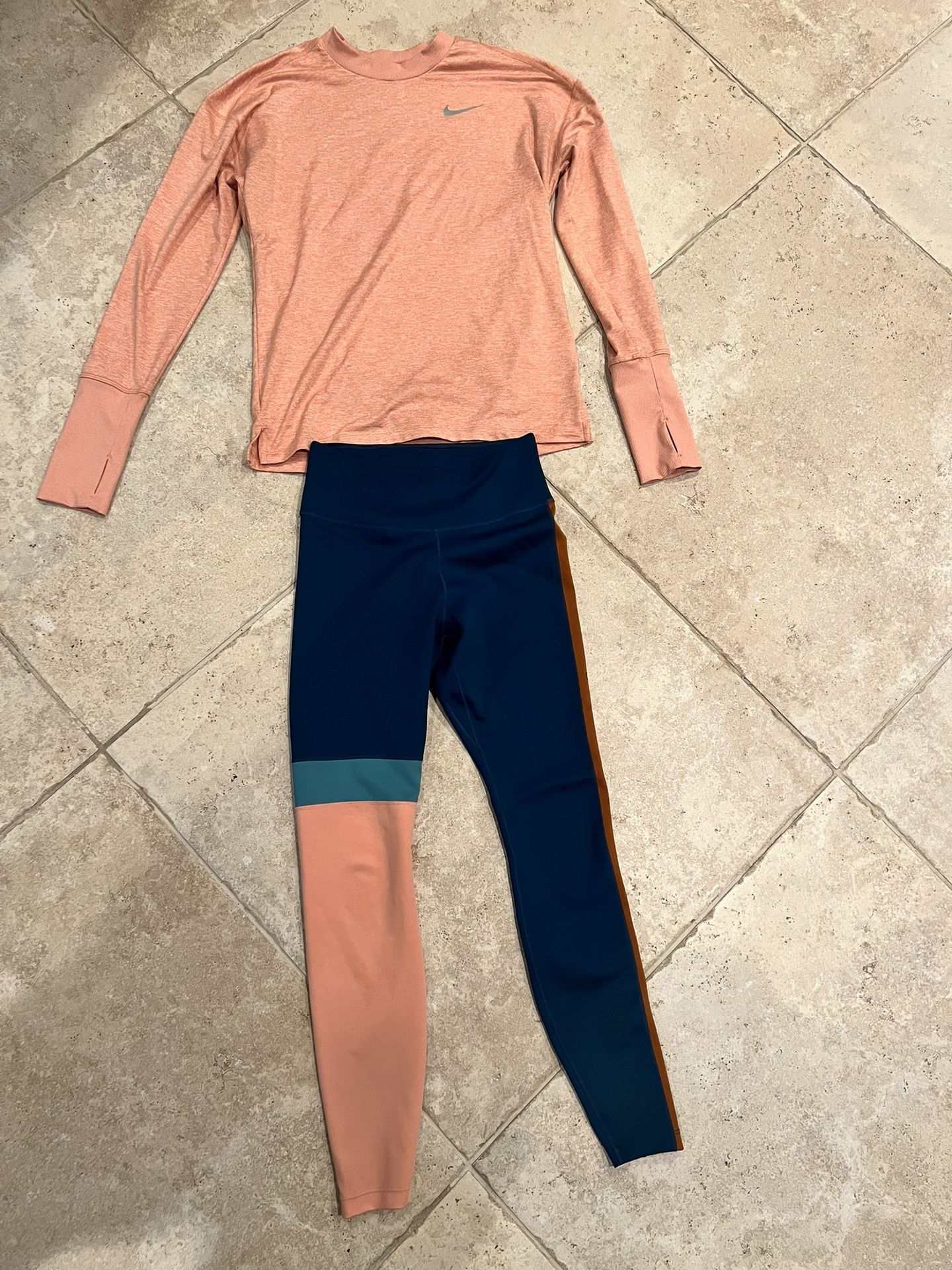 Women’s Nike ONE Colorblock leggings XS Element Long Sleeve Running Shirt