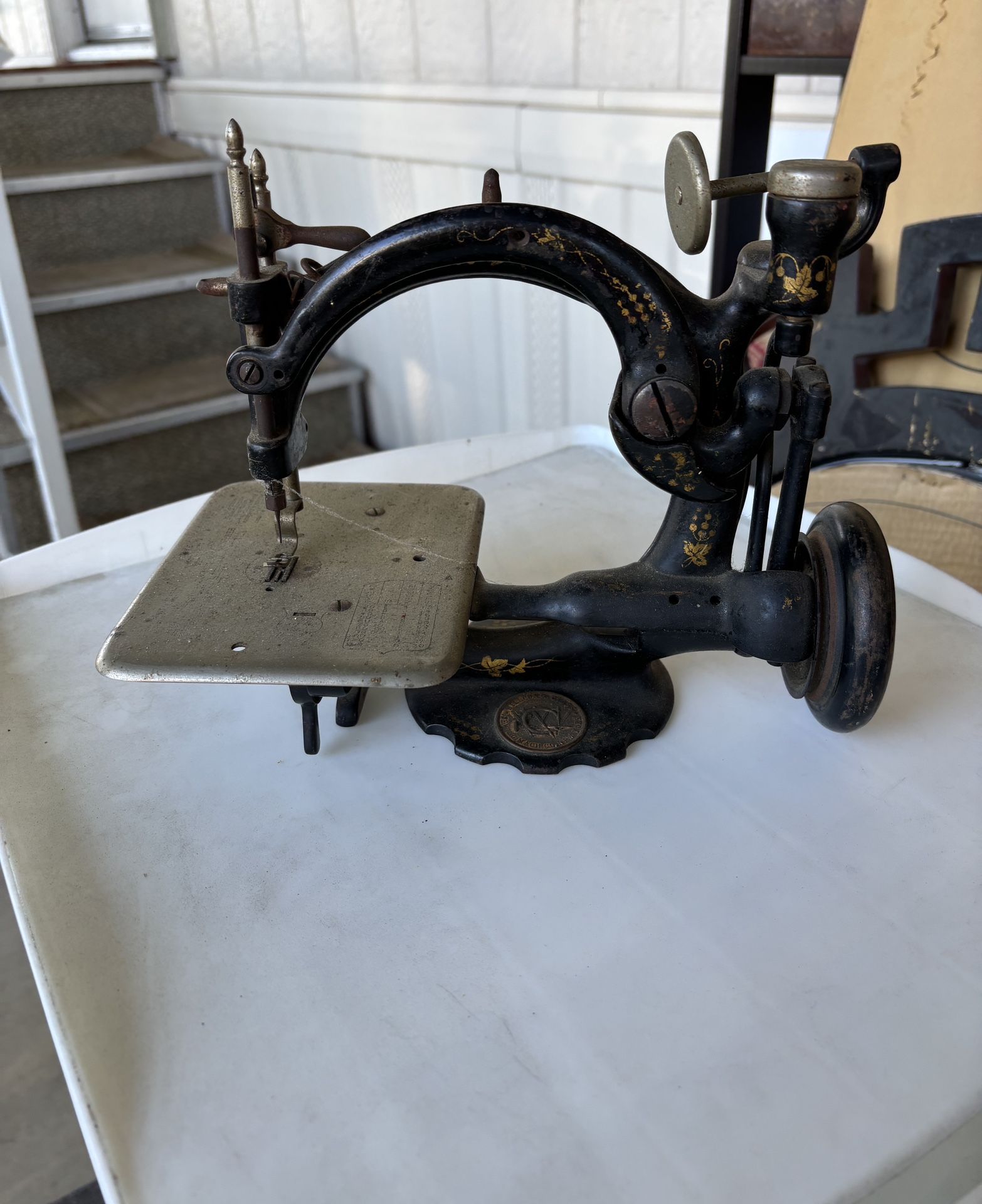 Antique Mini Wilcox & Gibbs Cast Iron Sewing Mach