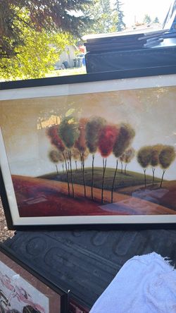 Framed Abstract Tree Landscape Art Print