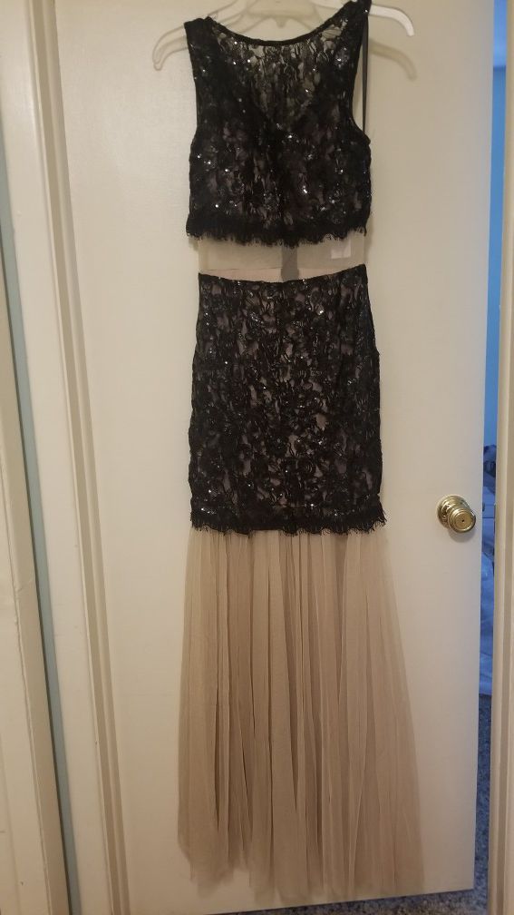 New long black lace and sheer dress 7