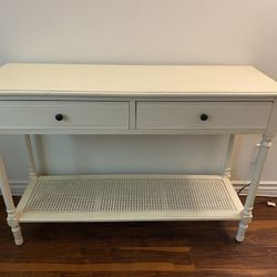 Beige /cream console table with drawers $25