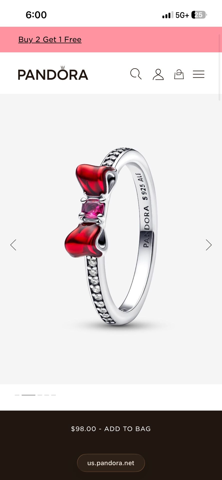 Pandora Disney Princess Ring Snow White Edition